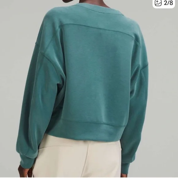 Lululemon Softstreme Perfectly Oversized Crop Crew Green Jasper size 2‎ - Picture 2 of 7
